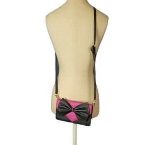 Betsey Johnson Black Pink with Bow Crossbody Shoul